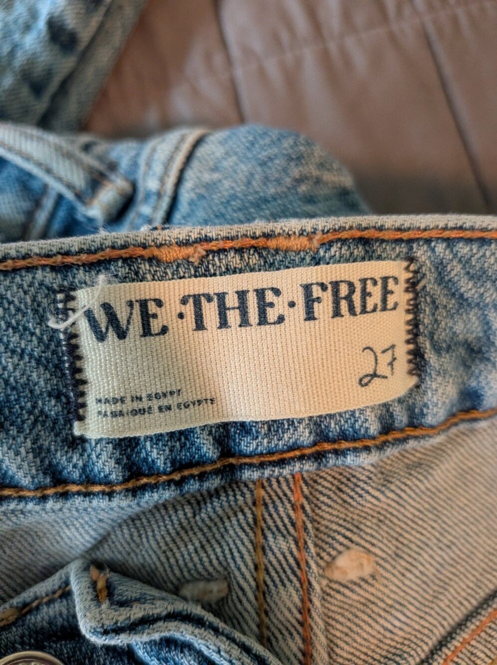 We The Free Women's Light Blue Denim Jeans with Contrast Stitching